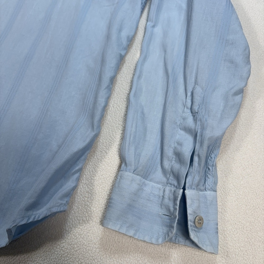 Zegna Sport Linen-Cotton Shirt Men XL Blue Stripe Pocket Made in Italy Button Up - Picture 8 of 16